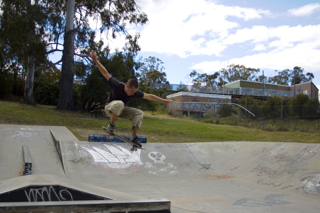 Skating at Taroona skatepark near Hobart Tasmania, Australia